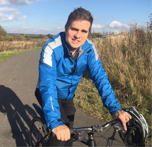 Richard Atkinson, who is cycling to work on the Castleford to Wakefield Greenway